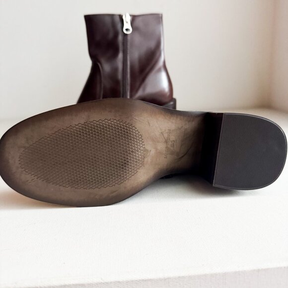 L' Intervalle Brown Leather Block Heel Booties NEW 36 - Picture 4 of 5